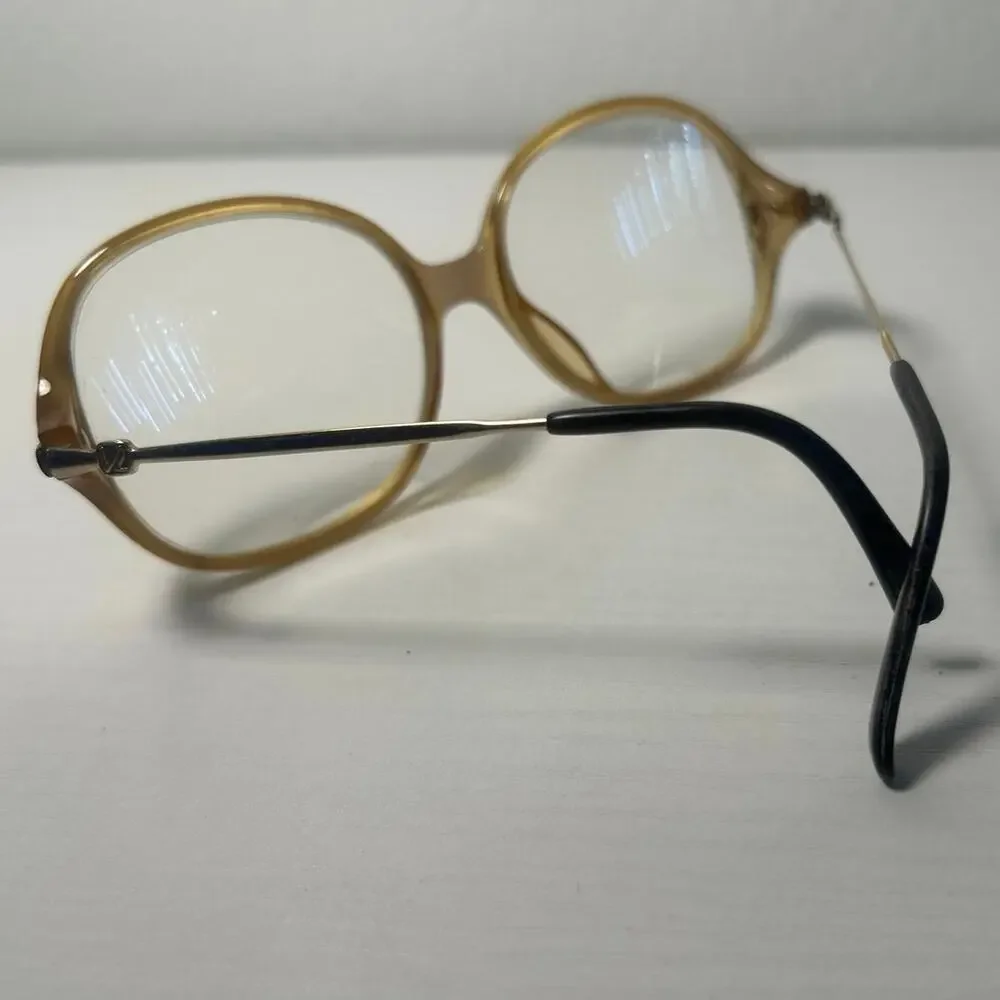 Vtg Optyl Vienna Frame Model 80 Translucent Amber/Lavender Oversized 80’s